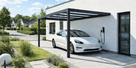 Seinään asennettava autokatos