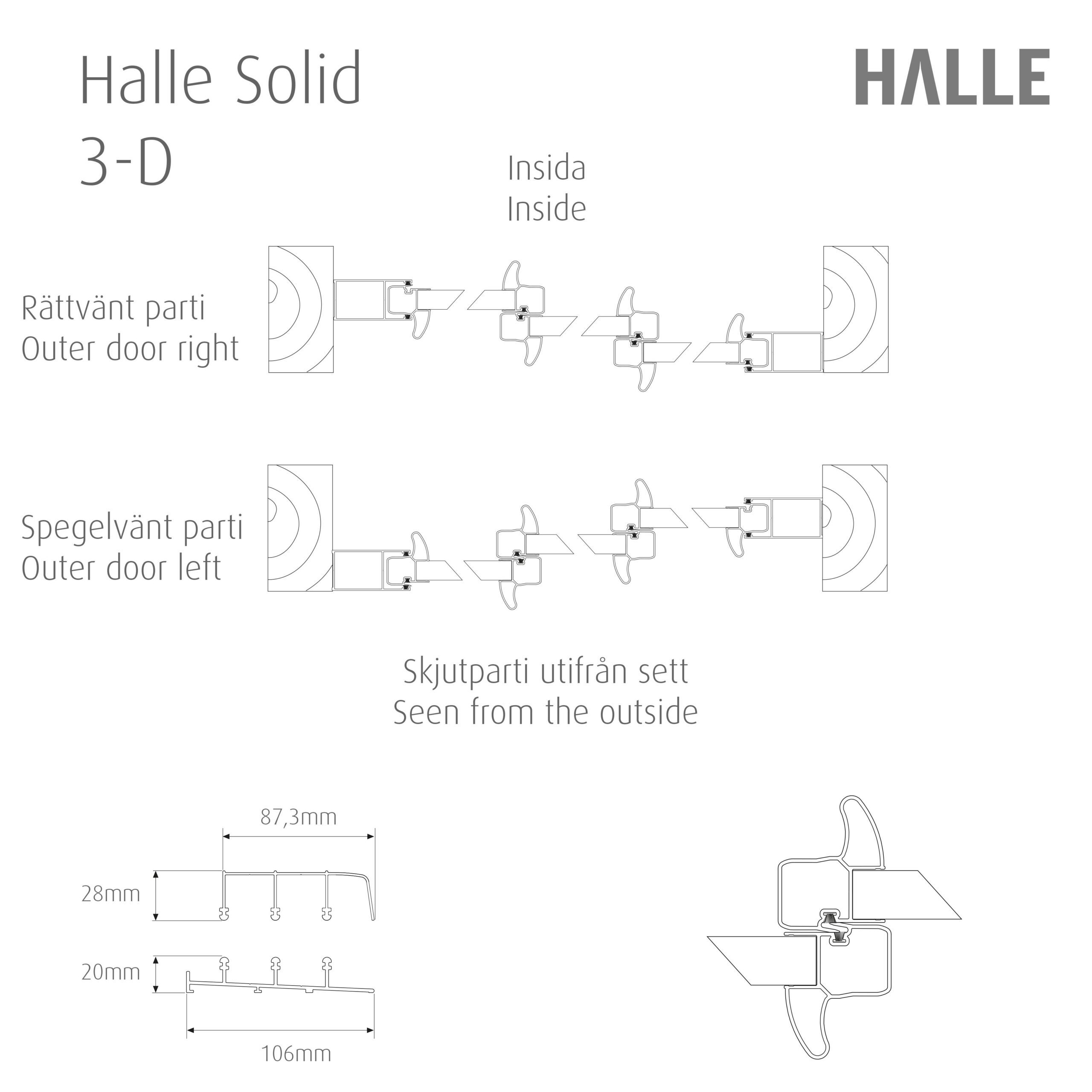 HALLE SOLID ISOLER 3-OSAINEN LIUKU-IKKUNA ELEMENTTI - Image 5